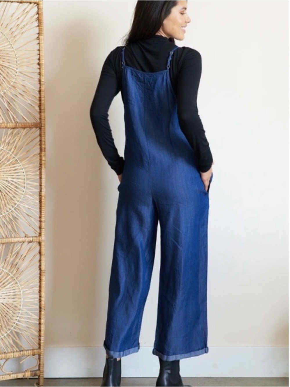 LA Relaxed Agave Lyocell denim overalls Small - Picture 10 of 10